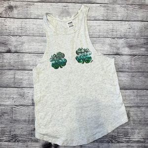 Pink Victorias Secret St Patricks Day Clover Tank Top | Size XS